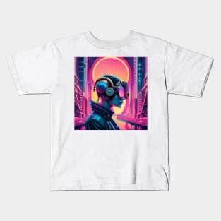 Steampunk synthwave art Kids T-Shirt